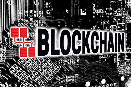Blockchain mit Leitplatine Konzept