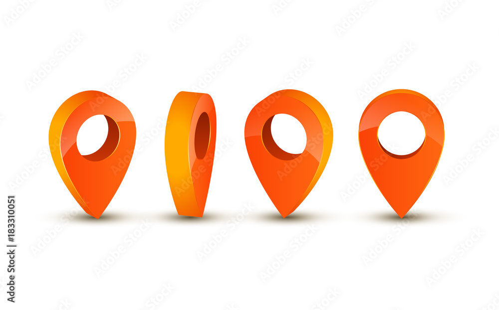 Poster 3d pointer icon for map. pointer pin marker for travel place vector illustration