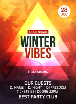 2018 new year winter party celebration flyer design template. Holiday invitation party poster card for music event in night club