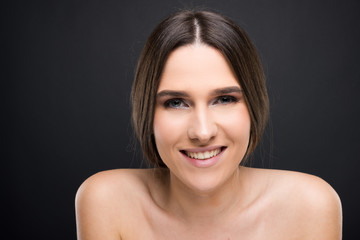 Beauty portrait of woman face with healthy skin