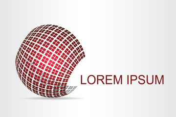 Logo stylized spherical surface with abstract shapes