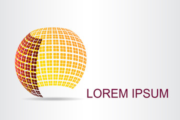 Logo stylized spherical surface with abstract shapes