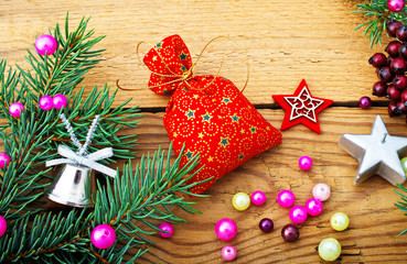 Christmas Decorations with Stars and Christmas Present