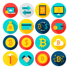Fototapeta premium Currency Bitcoin Flat Icons