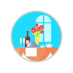 Served Restaurant Table Icon Vector Illustration