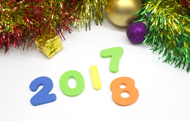 Happy new year numeral 2017 - 2018 colorful decoration background
