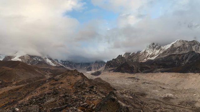 Time lapse of the mountains in Himalayas, Nepal, Everest, Nuptse