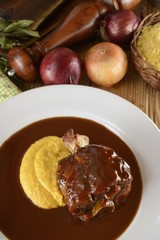Pork leg with creamy polenta