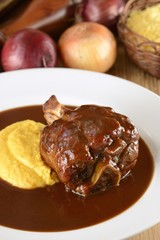 Pork leg with creamy polenta