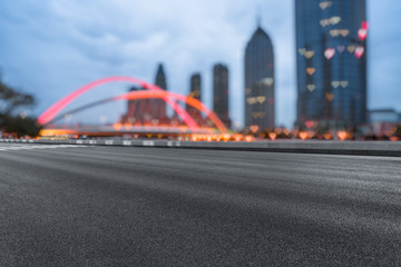 urban traffic road with cityscape in background, China.