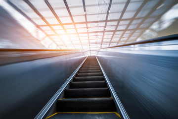 the escalator of the subway station in shanghai china..