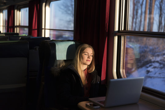 Woman on train