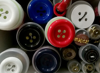 colored buttons of various sizes
