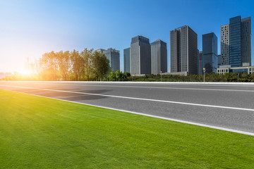 Fototapeta premium urban traffic road with cityscape in modern city of China..