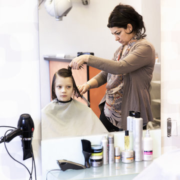 Girl at hairdresser
