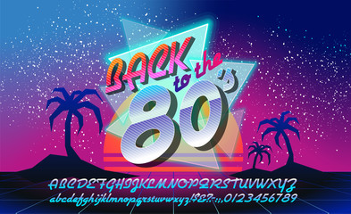 Back to the 80's. Retro elements Colorful background. Eighties vector graphic poster and banner. Fashion style graphic template. Easy editable for Your design. - obrazy, fototapety, plakaty