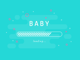 Baby loading - vector illustration. Mint background.