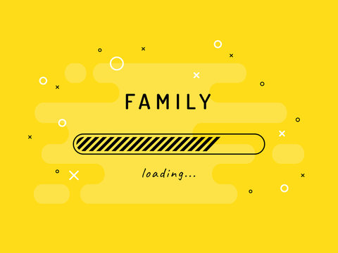 Naklejka Family loading - vector illustration. Yellow background.