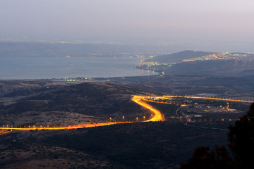 Fototapeta premium View of the sea of Galilee (Kineret lake) from mountain
