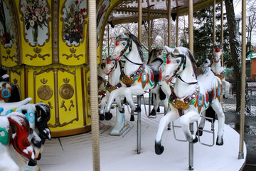 Horse from children's carousel. Fragment