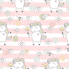 cute unicorn vector pattern