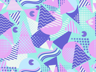 Fototapeta premium Memphis seamless pattern. Geometric elements memphis in the style of 80s. Vector illustration