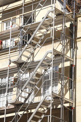 Baustelle, Altbau, Fassade,Leiter, Gerüst