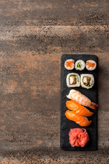 Set of Japanese sushi. Close up