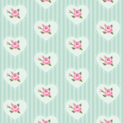 Cute seamless vintage pattern with hearts in shabby chic style