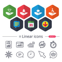 Helping hands icons. Protection and insurance.