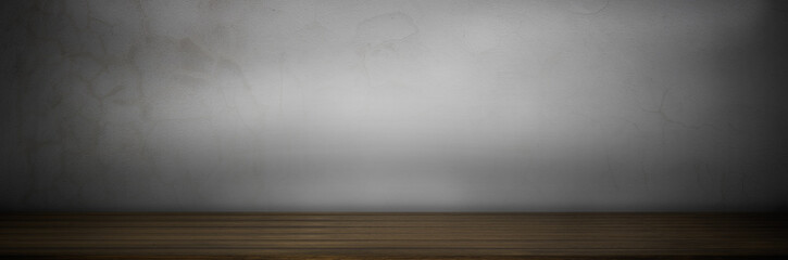 dark old grung top of  wood table floor background  on gray wall background can be used display product.
