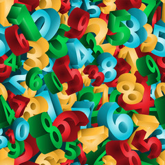 Fototapeta premium Seamless Numbers, 3D background, vector illustration