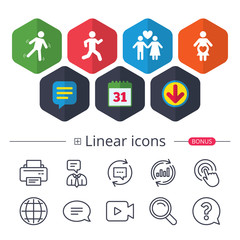 Women pregnancy icon. Human running symbol.