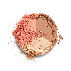 Broken face powder isolated on white background