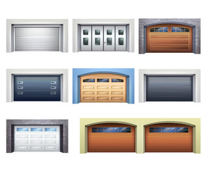 Realistic Garage Doors Set