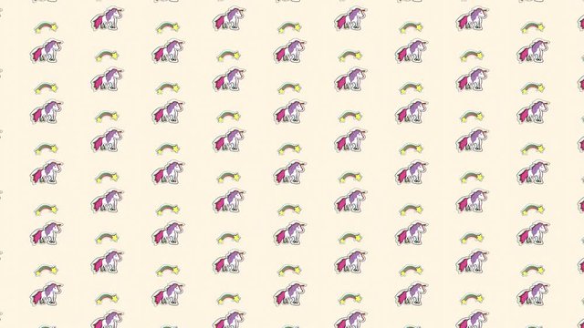 Vector Stickers video pattern with Unicorns, Rainbow, Stars. Fashion cute patch stickers set. -stock footage