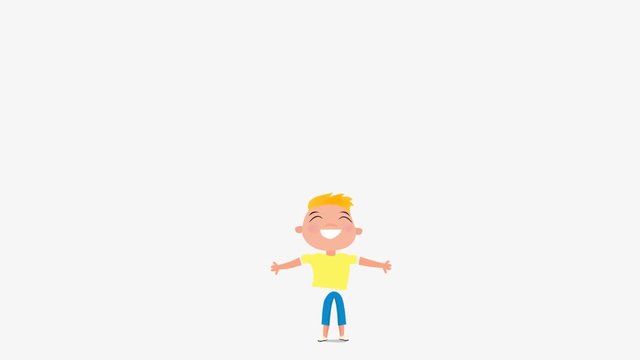 Cute and Happy boy jump. Jumping people video. Character animation. Looped animation. PNG+Alpha. -stock footage