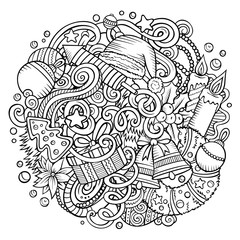 Cartoon vector doodles New Year illustration