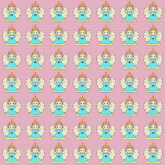 Pink background with cute angels in dresses