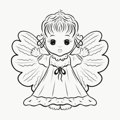 Coloring for children, cute little Angel