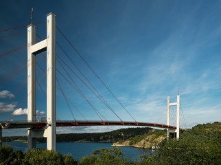 Suspension bridge in Sweden neer the Tjorn island.
