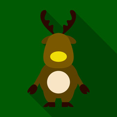 Flat icon with shadow Christmas deer