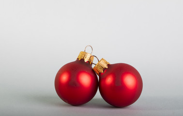 Two red ball. Christmas balls. Decoration. Christmas.
