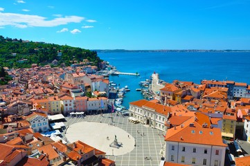 Town square in Piran, Slovenia