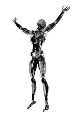 3D Rendering Male Robot on White
