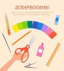 Scrapbooking Vector Poster with Stationary Items