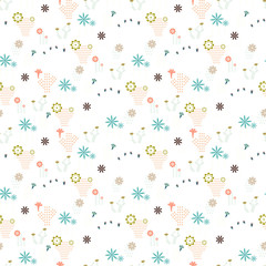 Seamless pattern with different cactus and succulents