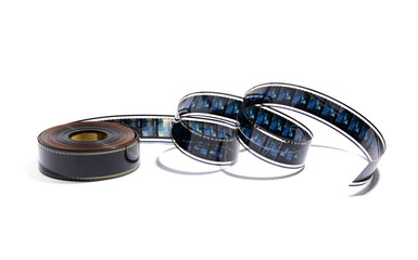 Film roll against white background