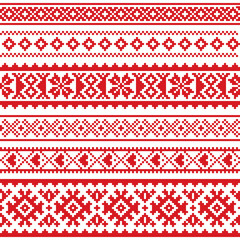 Sami vector seamless pattern, Lapland folk art, traditional knitting and embroidery design 