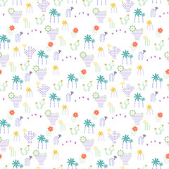 Fototapeta premium Seamless pattern with different cactus and succulents